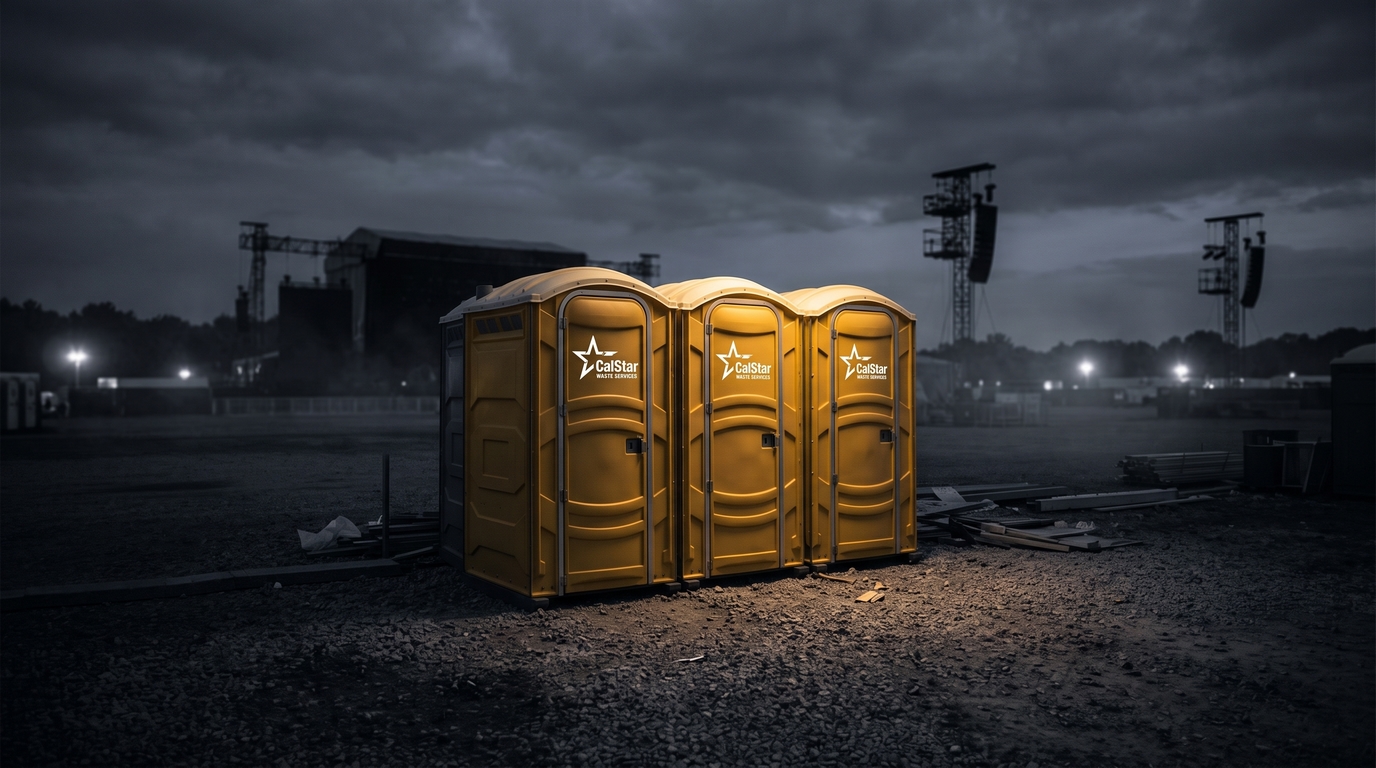 Portable restrooms on a job site