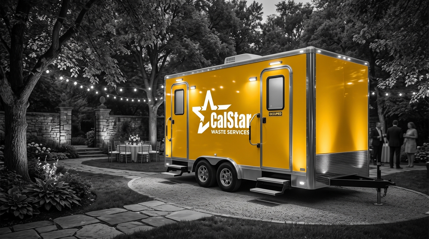 Restroom trailer setup